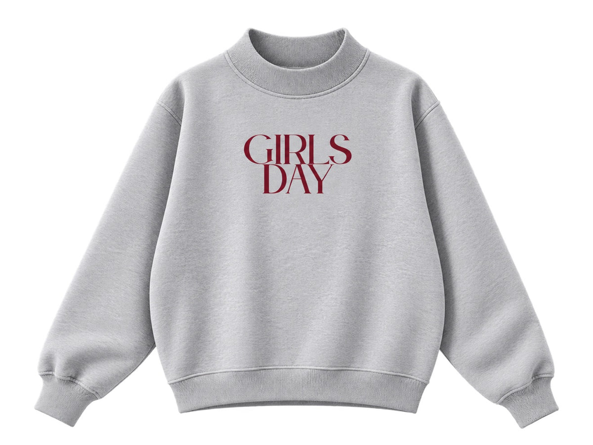 Girls Day Crewneck Sweatshirt - heather gray with burgundy Girls Day text
