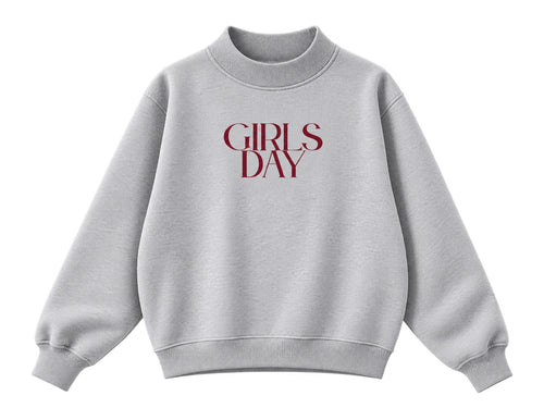 Girls Day Crewneck Sweatshirt - heather gray with burgundy Girls Day text